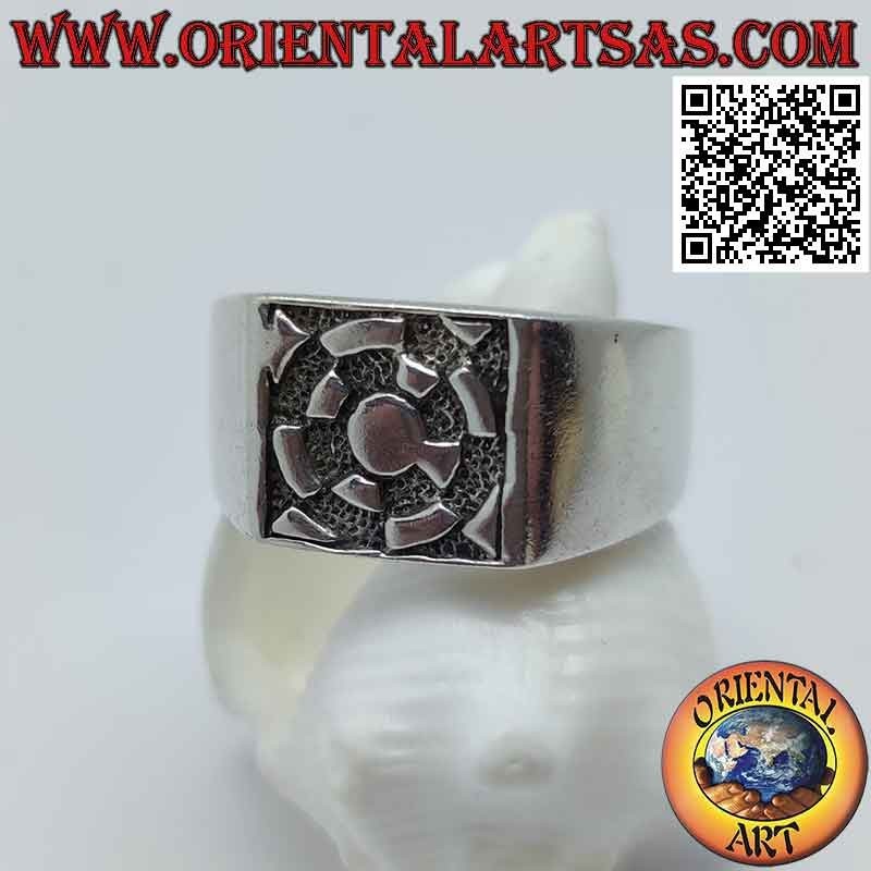Silver ring with bas-relief "astral cross"