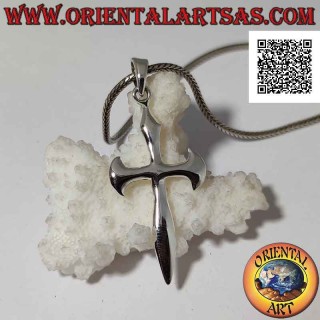 Silver pendant, smooth slightly rounded Santiago de Compostela cross
