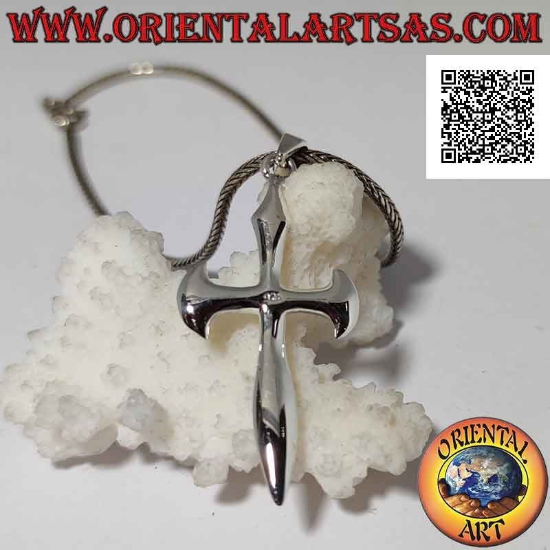 Silberanhänger, glattes, leicht abgerundetes Kreuz von Santiago de Compostela