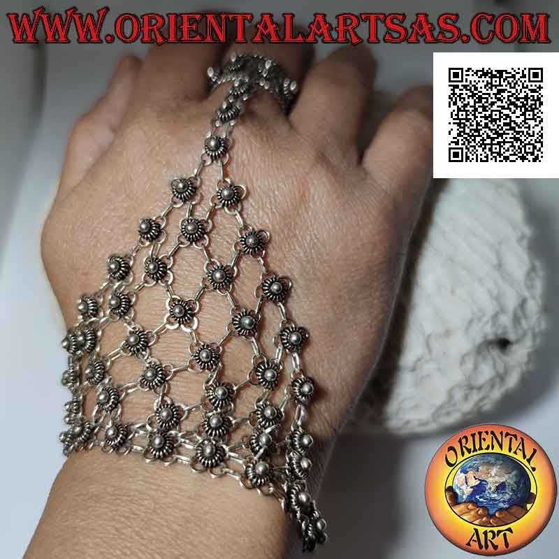 Baciamano Argento 925 Fiori - Anello Regolabile | Oriental Art