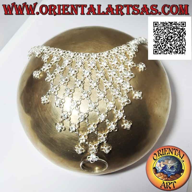 Baciamano Argento 925 Fiorellini Zircone Regolabile | Oriental Art