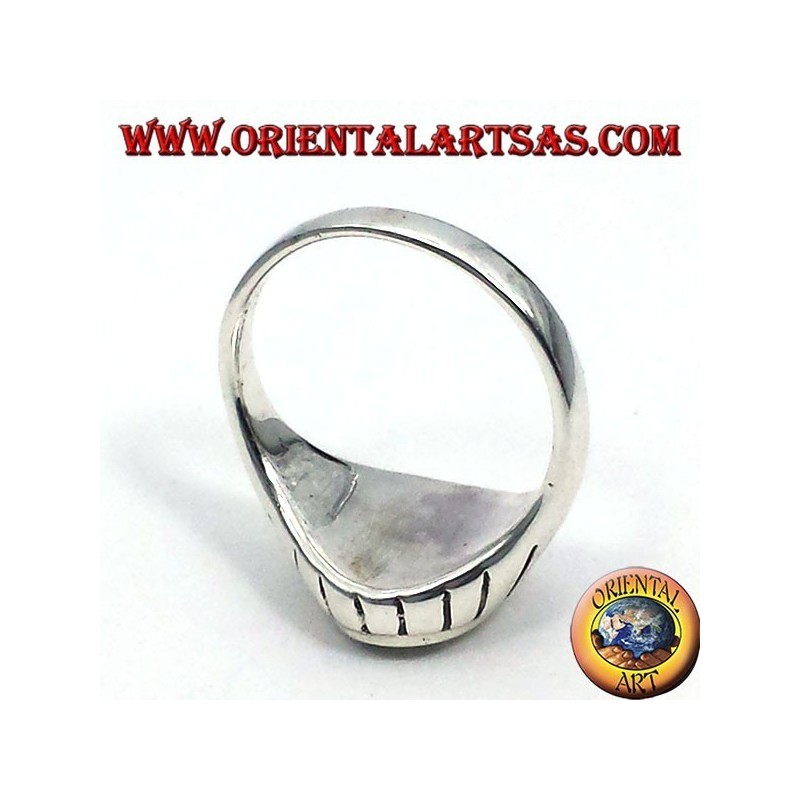 Anello yin yang Tao in argento intagliato raggi