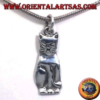 gato colgante en plata