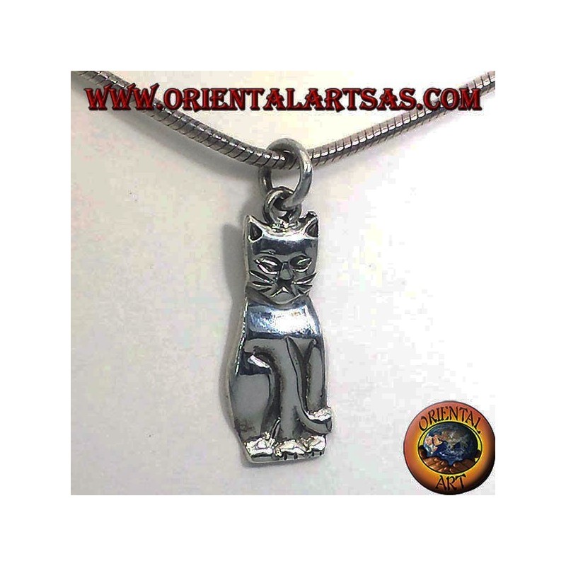 Pendentif chat en argent