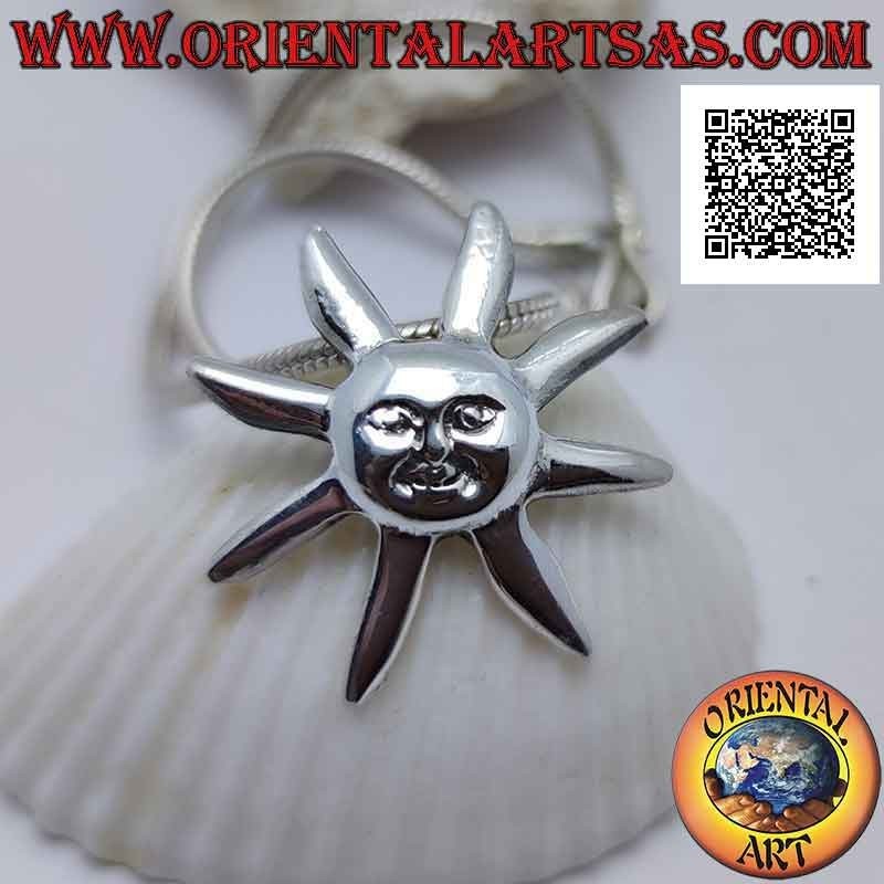 Colgante Sol Rostro Plata 925 Liso - Energía y Alegría