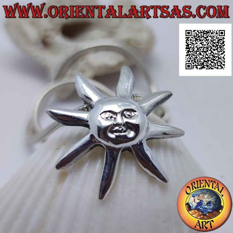 Colgante Sol Rostro Plata 925 Liso - Energía y Alegría