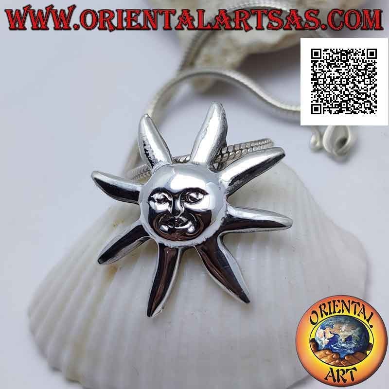 Colgante Sol Rostro Plata 925 Liso - Energía y Alegría