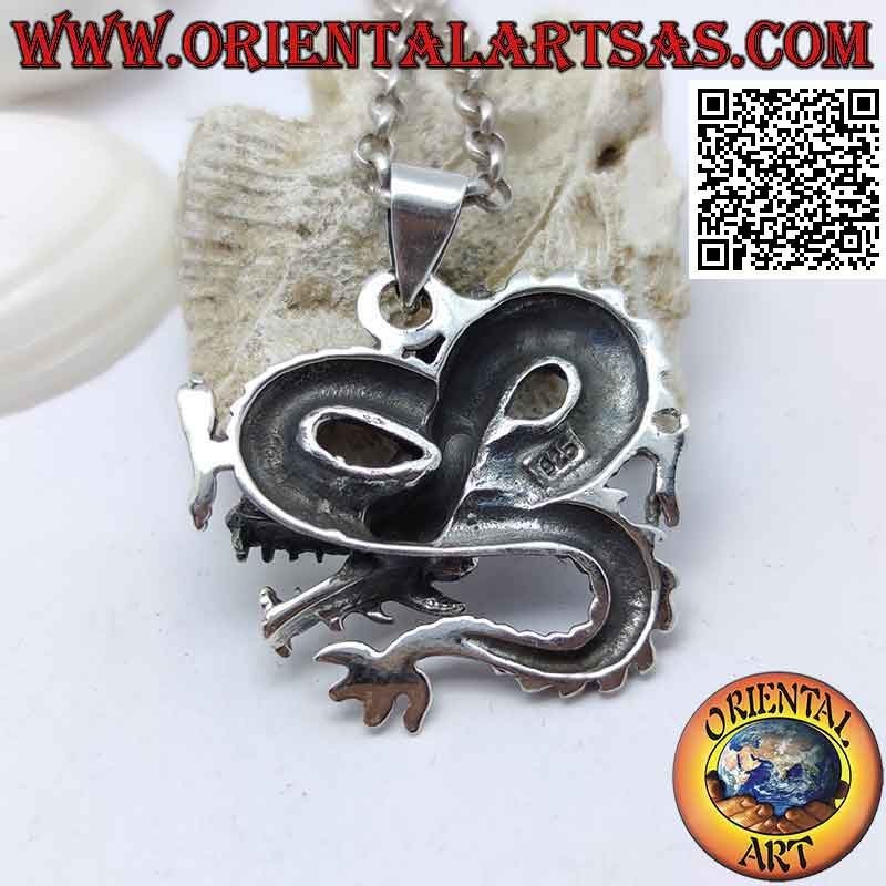 Pendentif en argent, dragon Lindworm tordu à l'infini