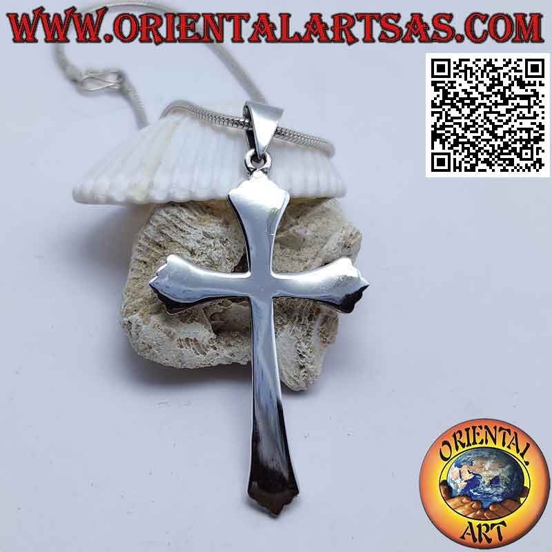 Silberanhänger fünflappiges christliches lateinisches Kreuz glatt und flach