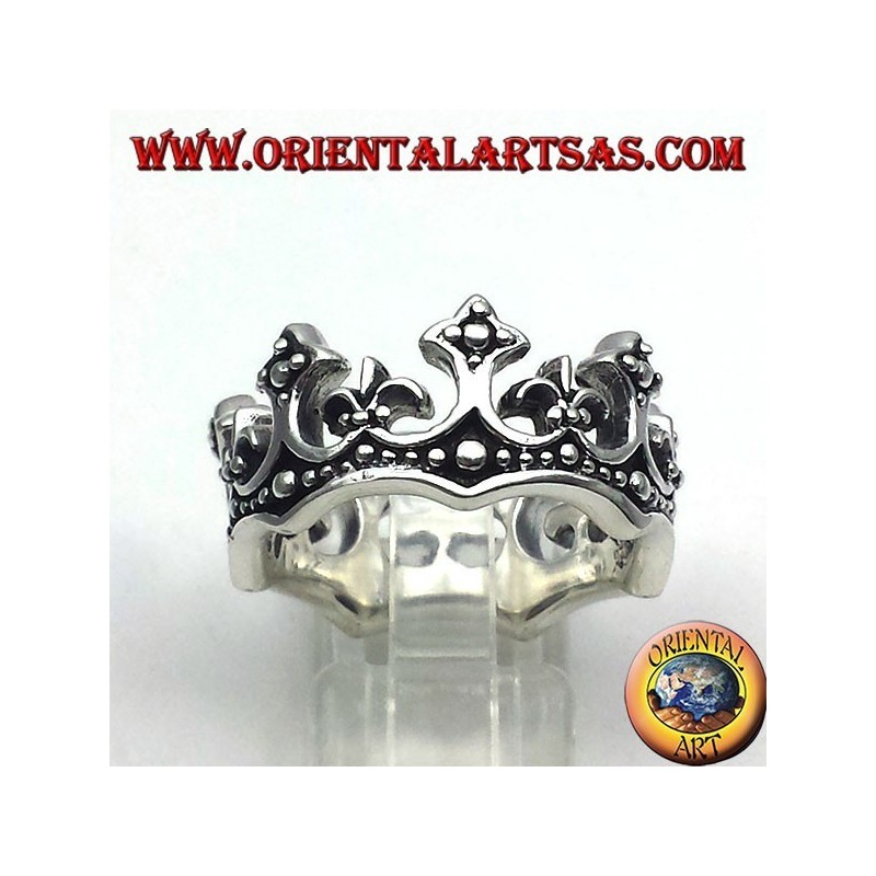 corona anillo de plata