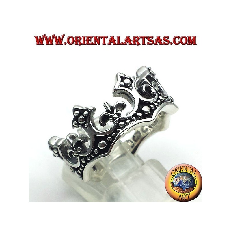 corona anillo de plata