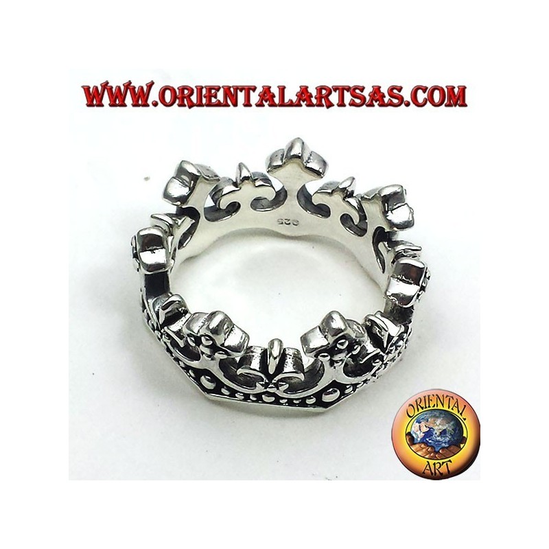 anello corona in argento 