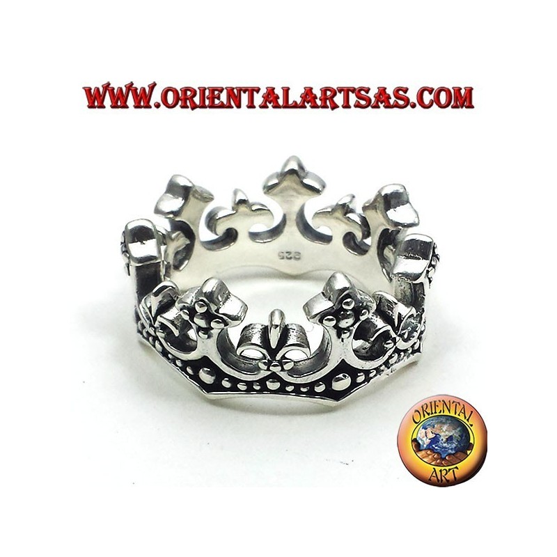 corona anillo de plata