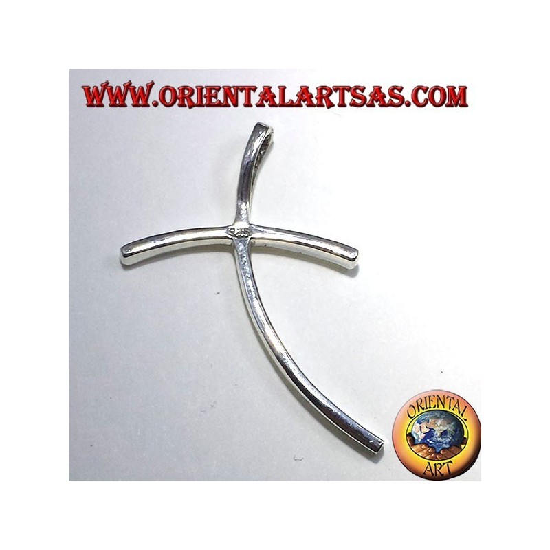 colgante de plata, cruz curvas