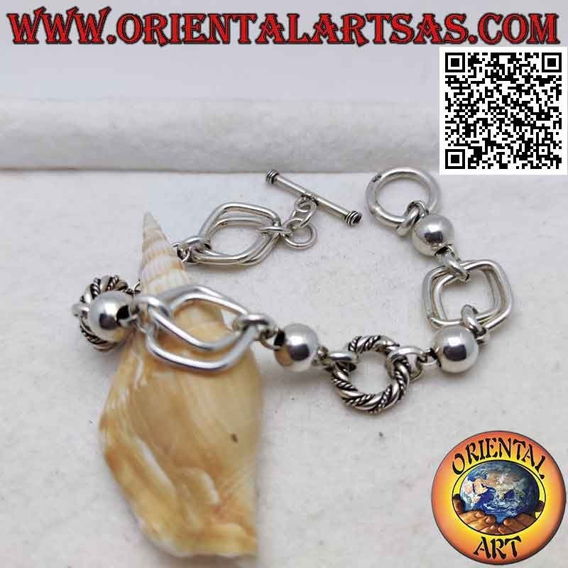 Bracciale Argento 925 Catena, Anelli Vari & Palline | Oriental Art