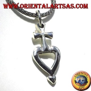 ciondolo in argento croce sul cuore