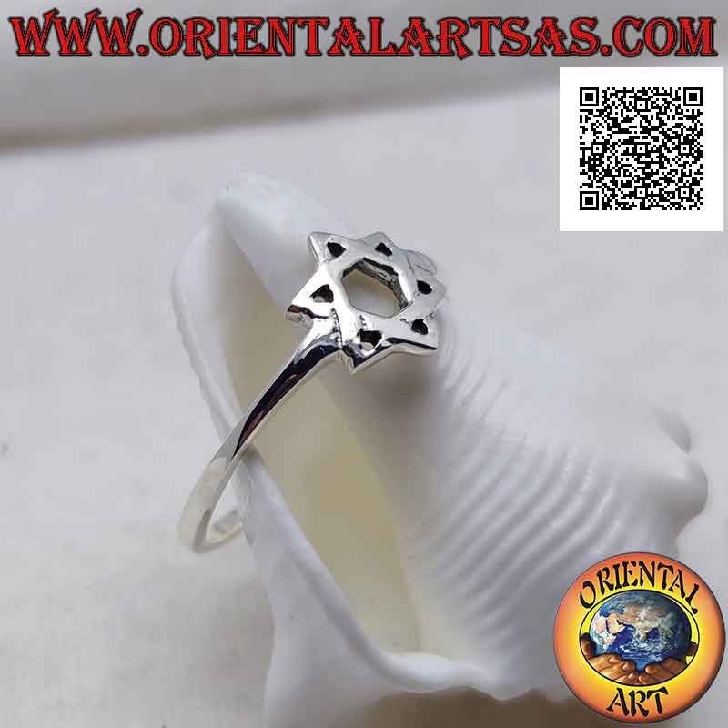 925 Sterling Silver Ring with Smooth Cut-Out Hexagram – Geometric Design