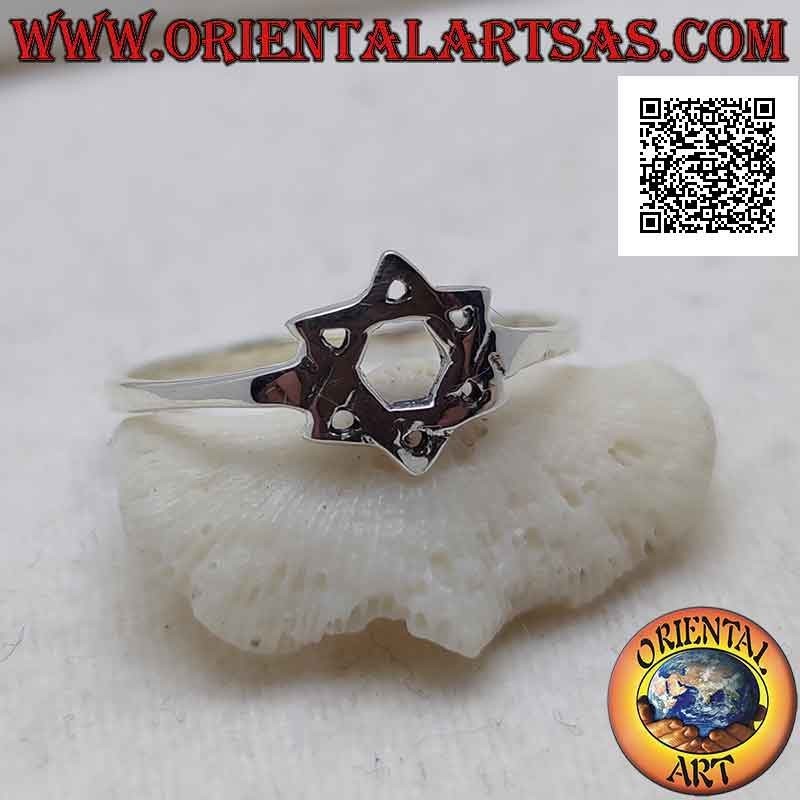 Bague en Argent 925 avec Étoile Hexagonale Ajournée Lisse – Design Géométrique