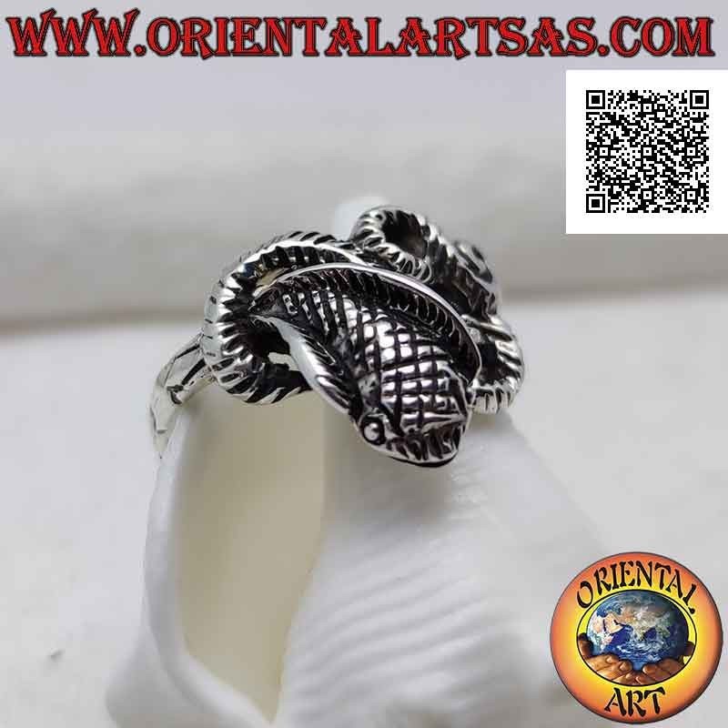 Bague en argent en forme de serpent "cobra" en forme et torsadé (grand)
