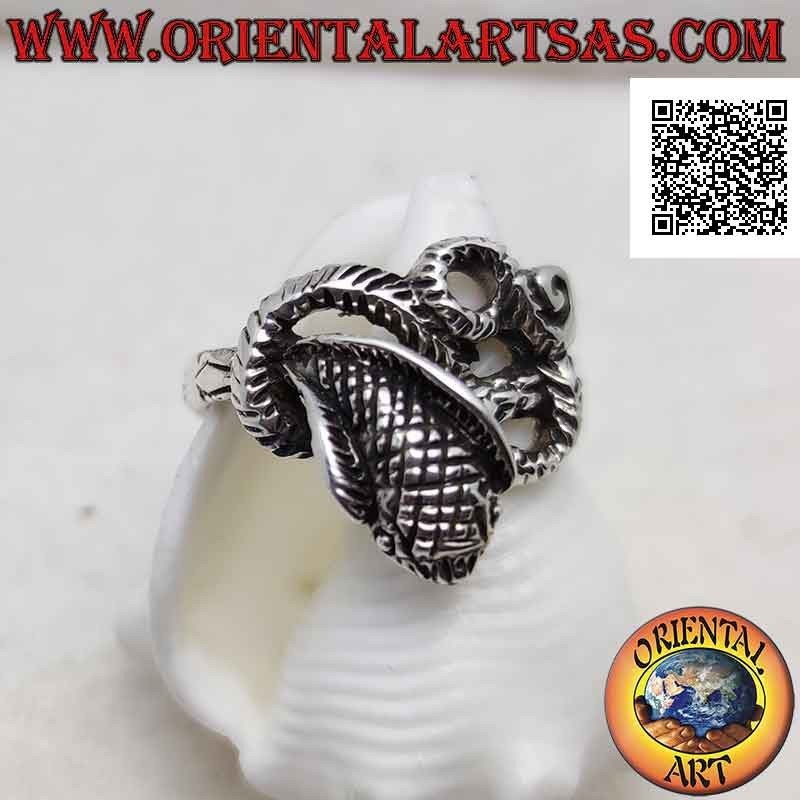 Bague en argent en forme de serpent "cobra" en forme et torsadé (grand)
