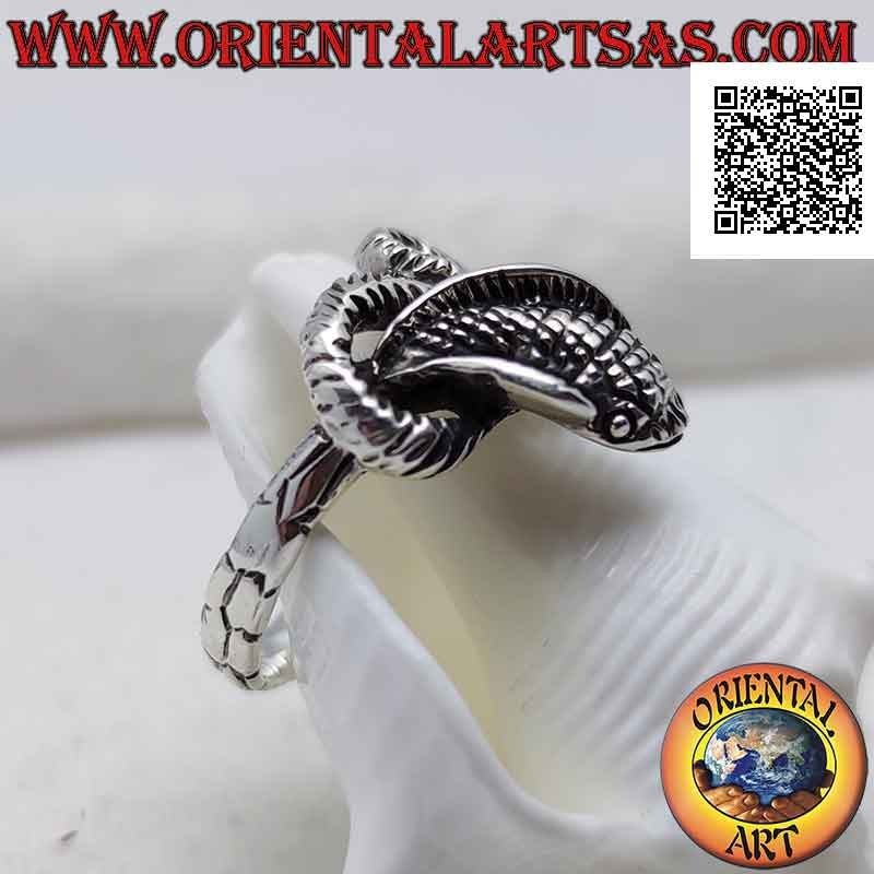 Bague en argent en forme de serpent "cobra" en forme et torsadé (grand)