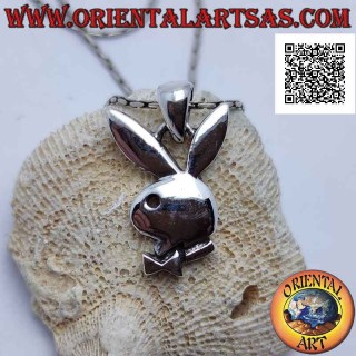 Silver pendant in the shape of a "playboy" bunny shaped with deep engravings