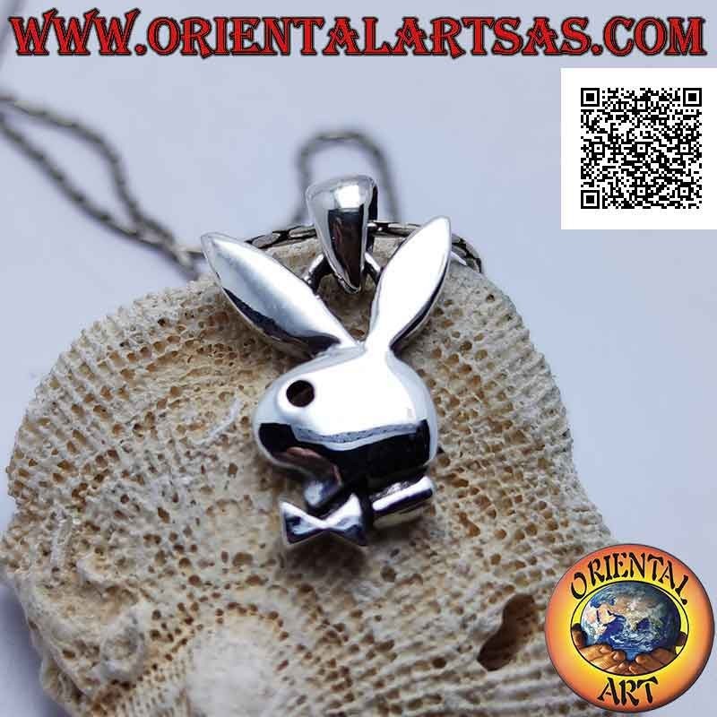 Pendentif en argent en forme de lapin "playboy" en forme de gravures profondes