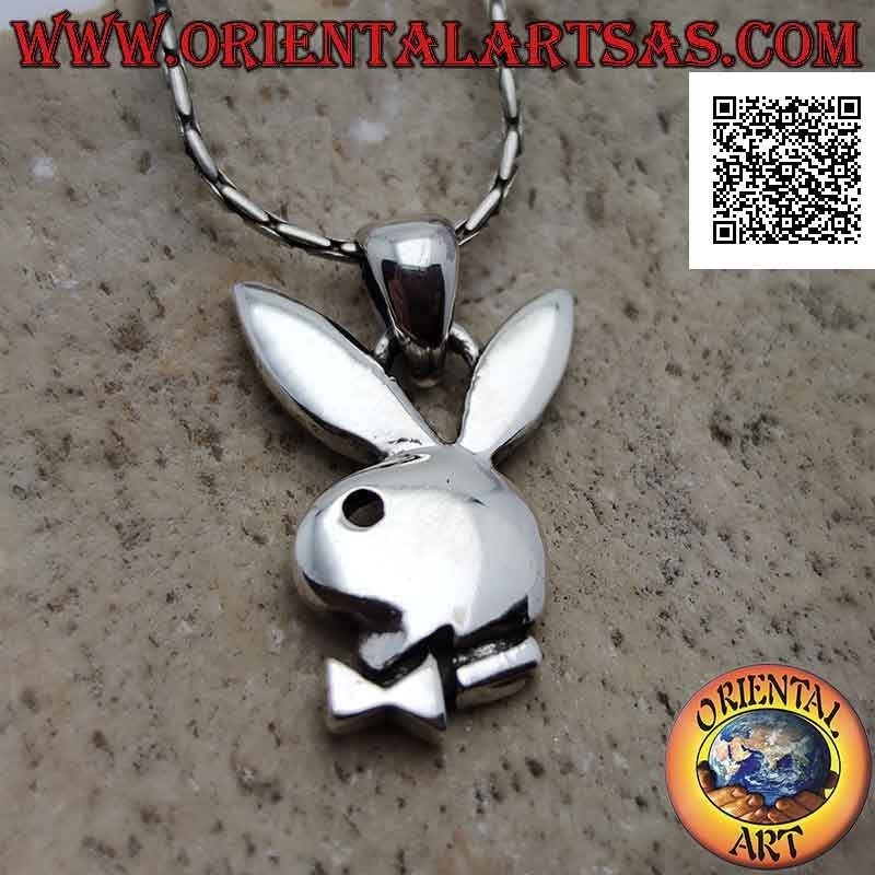Pendentif en argent en forme de lapin "playboy" en forme de gravures profondes