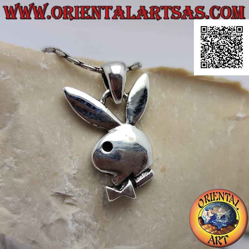 Pendentif en argent en forme de lapin "playboy" en forme de gravures profondes