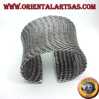 bracciale alla schiava largo intrecciato in argento