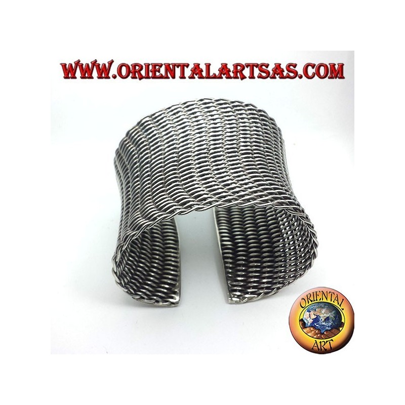 bracciale alla schiava largo intrecciato in argento