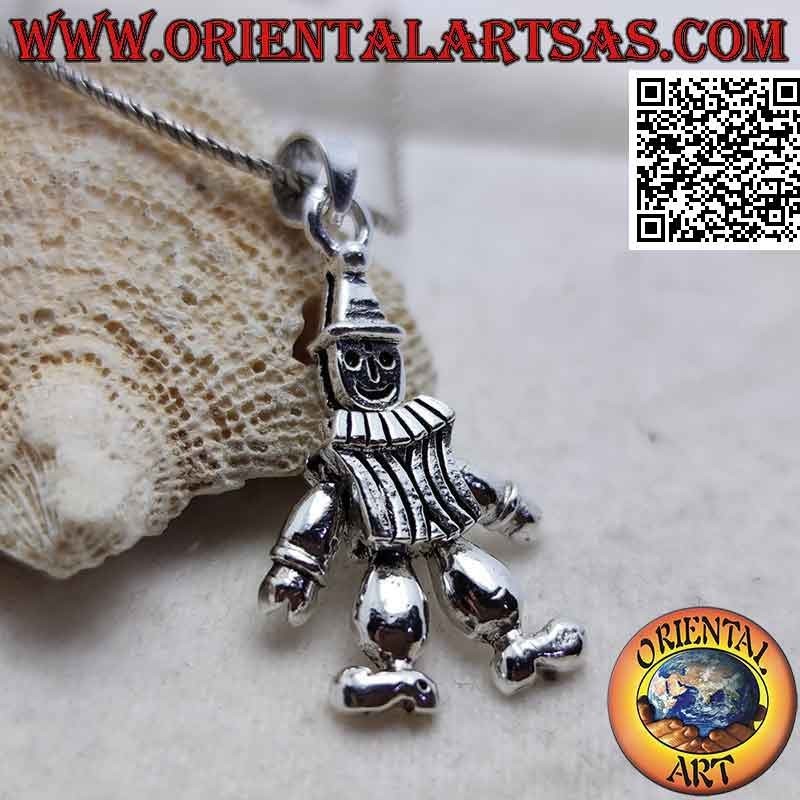 Silver pendant in the shape of a three-dimensional mobile clown (clown)