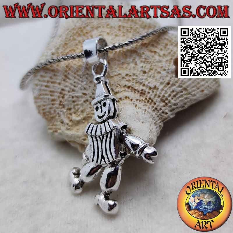 Colgante de plata en forma de payaso móvil tridimensional (payaso)