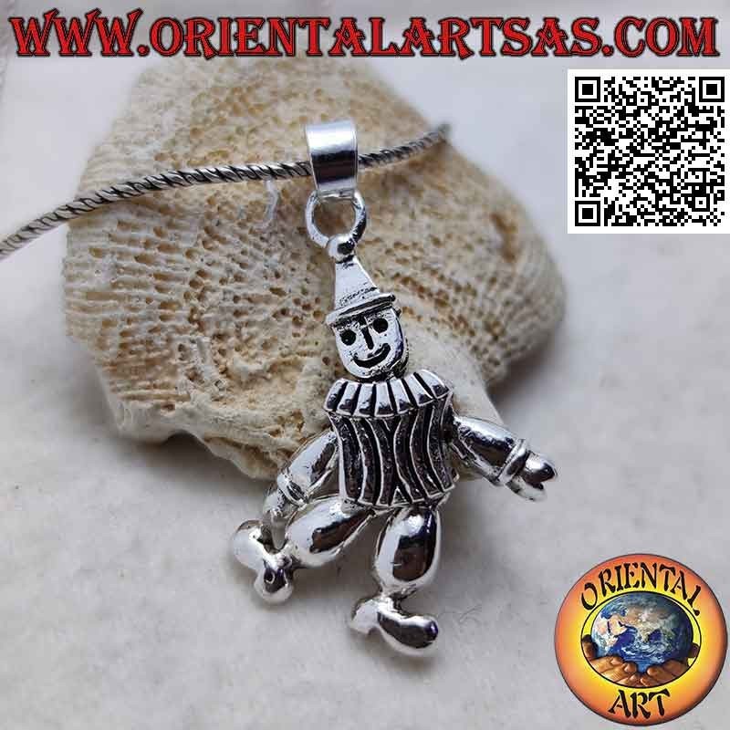 Silver pendant in the shape of a three-dimensional mobile clown (clown)