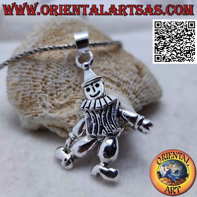 Colgante de plata en forma de payaso móvil tridimensional (payaso)