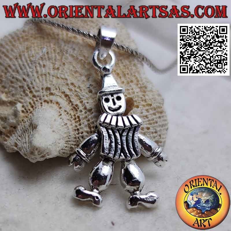 Colgante de plata en forma de payaso móvil tridimensional (payaso)