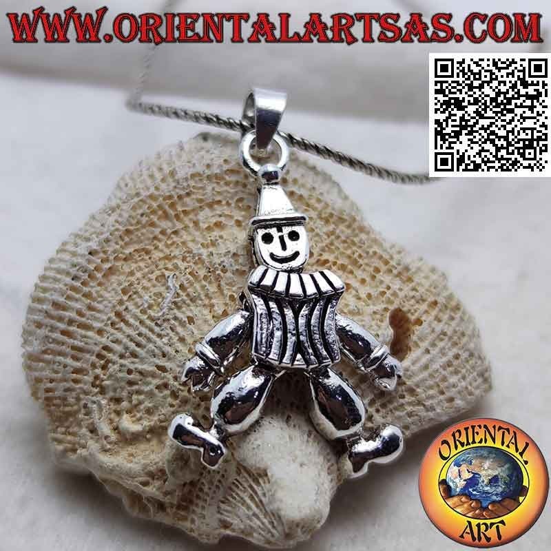 Colgante de plata en forma de payaso móvil tridimensional (payaso)