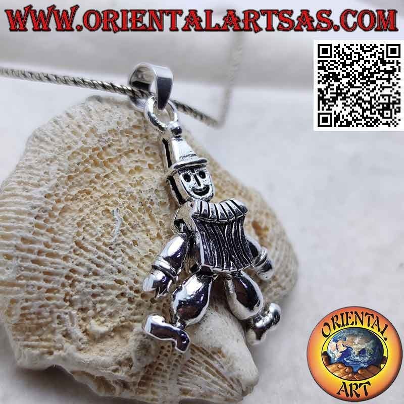 Pendentif en argent en forme de clown mobile en trois dimensions (clown)