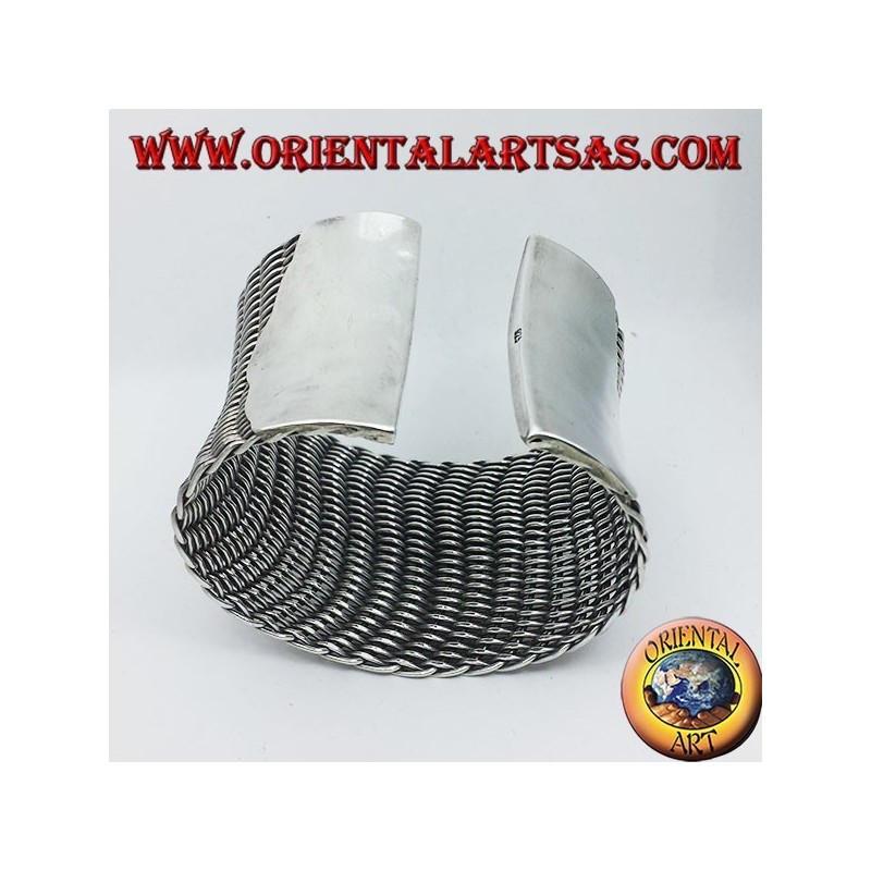 bracciale alla schiava largo intrecciato in argento