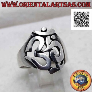 Anillo de plata lisa con forma de sílaba sánscrita calada "ॐ" Oṃ