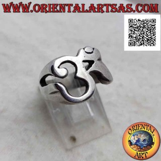 Bague en argent lisse en forme de syllabe sanskrite ajourée "ॐ" Oṃ (épaisse)