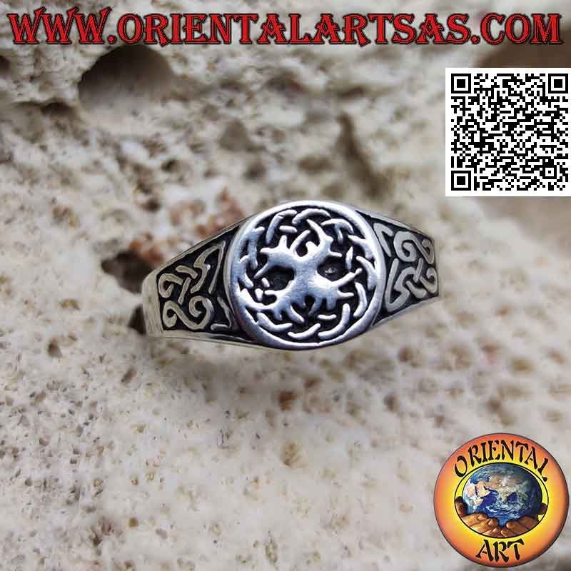 Silver ring with round seal of St. Michael and Celtic knots
