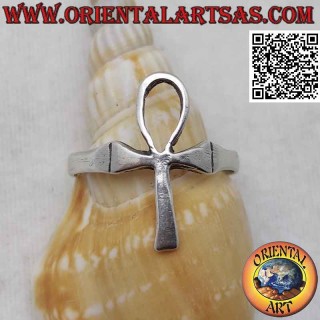 Silberring mit glattem Ankh (Schlüssel des Lebens oder abgewinkeltes Kreuz)