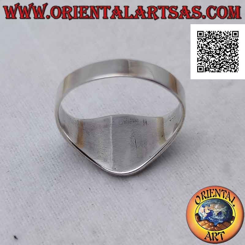 Silver ring with marijuana leaf in the oval in bas-relief and eagle on the sides