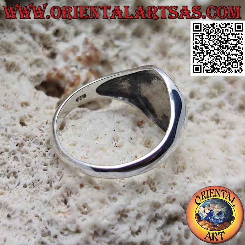 Smooth silver ring with eye of Horus in the circle in bas-relief
