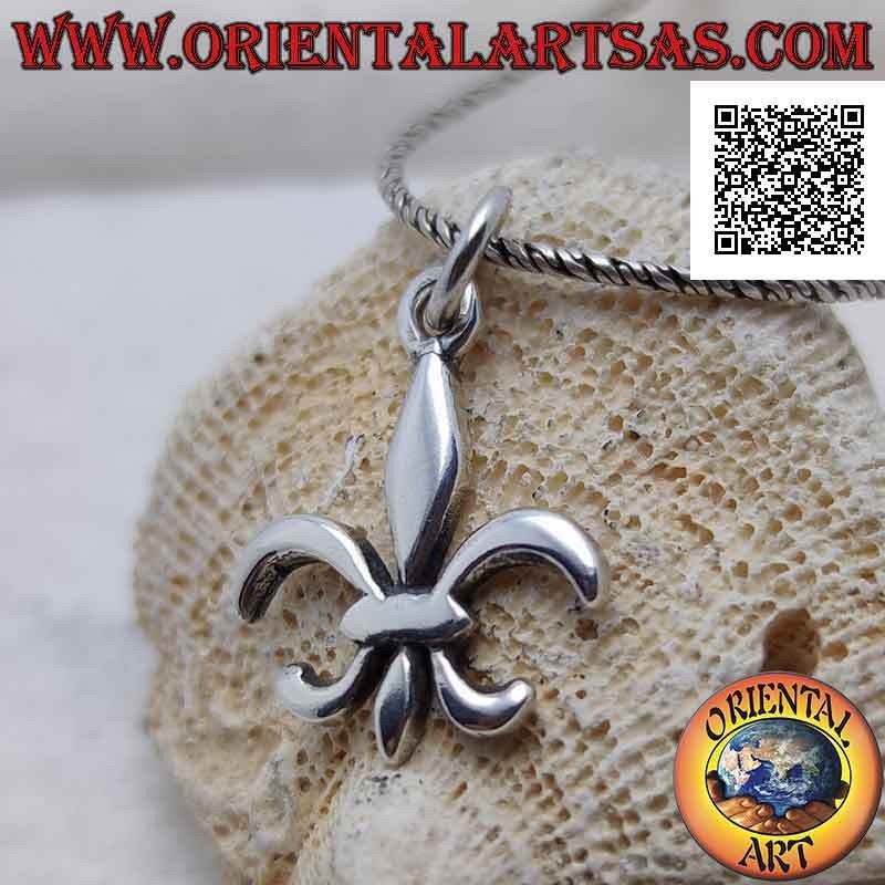 Pendentif en argent lisse en forme de lys (figure héraldique, symbole des Médicis)