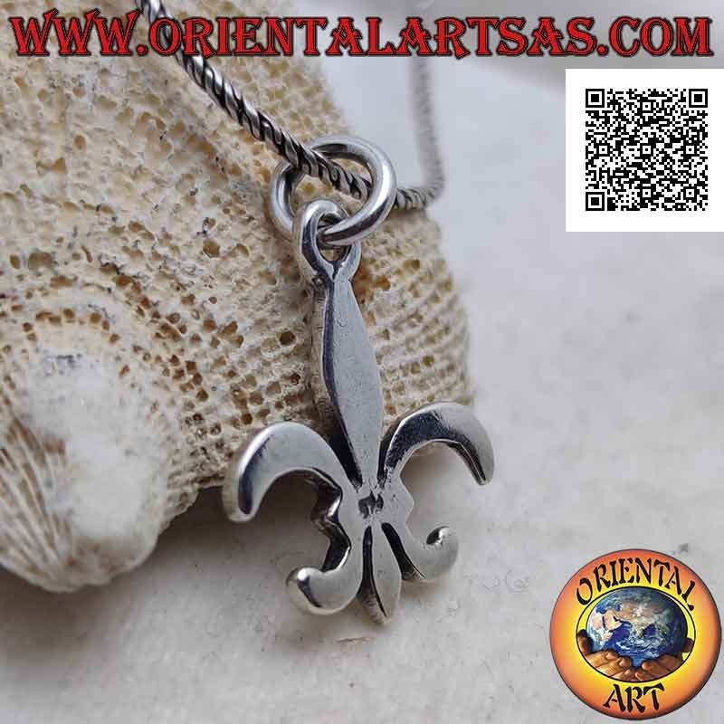 Ciondolo in argento liscio a forma di giglio (figura araldica, simbolo dei Medici)