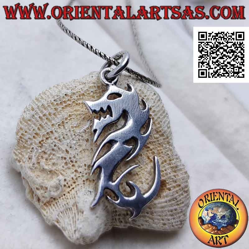 Pendentif en argent lisse en forme de dragon stylisé