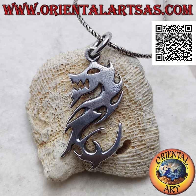 Pendentif en argent lisse en forme de dragon stylisé