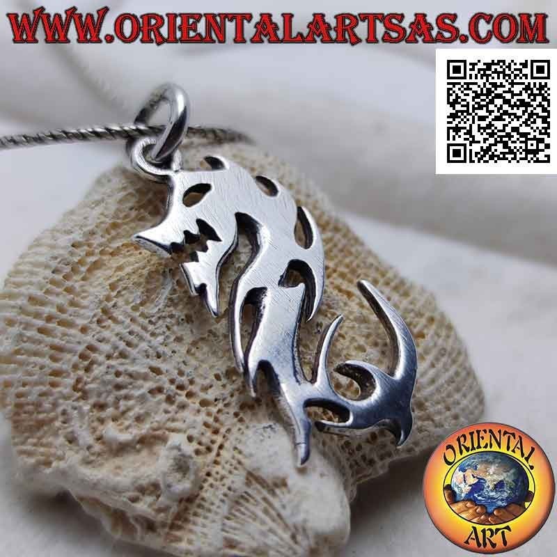 Pendentif en argent lisse en forme de dragon stylisé